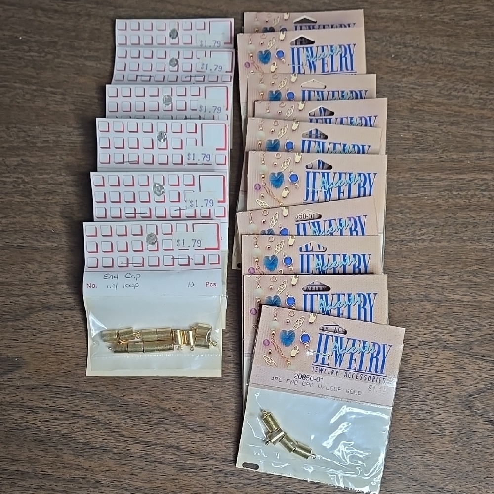 Gold Toned End‎ Caps with Loops (16 Packs)